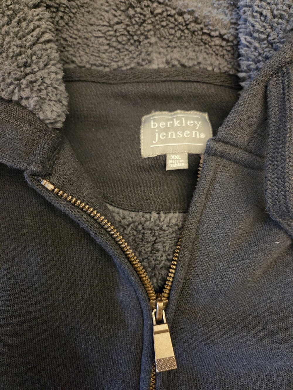 Men's Black Sherpa-Lined Zip Hoodie New - Picture 2 of 4